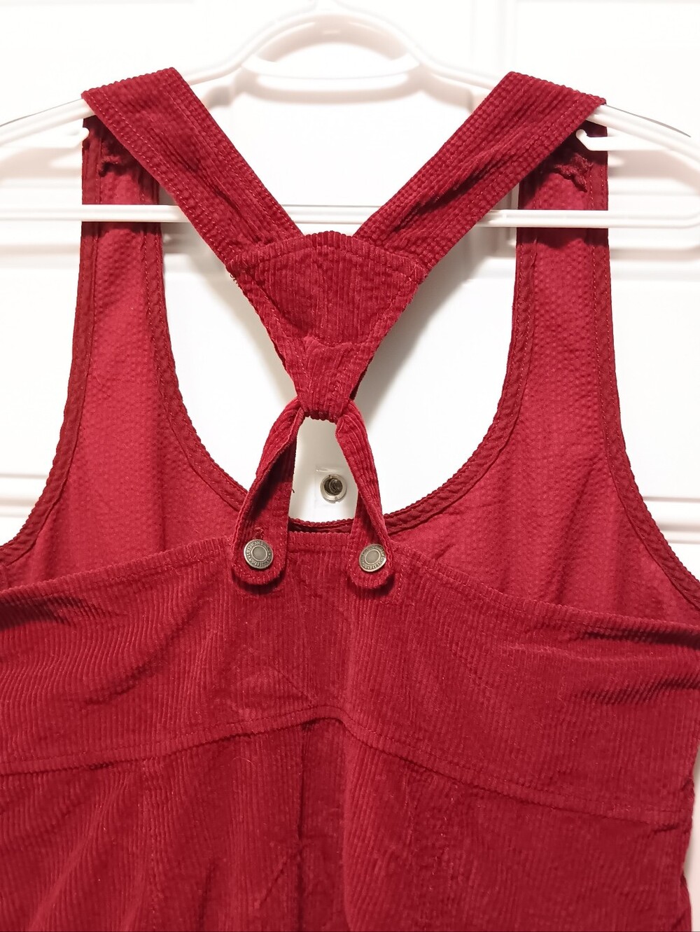 American Eagle Burgundy L Corduroy Pinafore Overall Mini Dress Academia Preppy - Picture 8 of 9